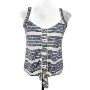 Hyped Unicorn Striped Button up Tank Top with Tie Front Size S